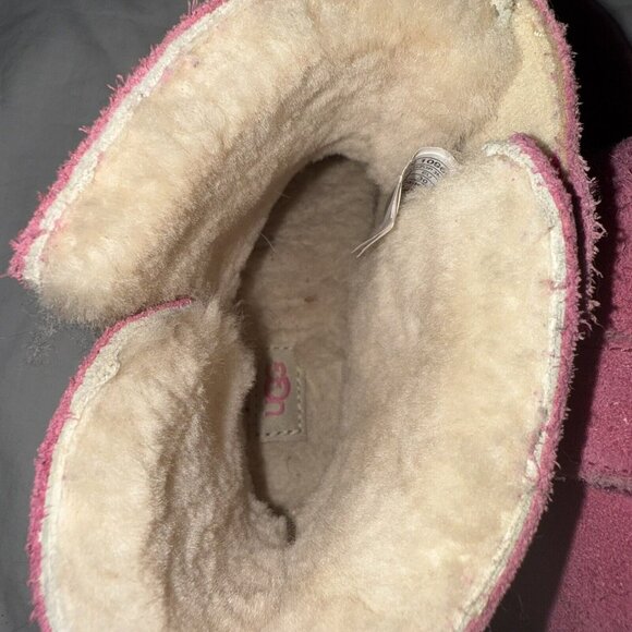 UGG Keelan Boots Toddler Girls Size 12 Pink Azalea Suede Shearling Faux Fur - Picture 7 of 10
